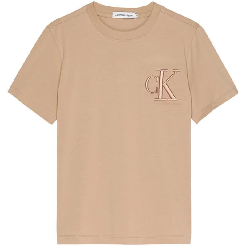 Calvin Klein Monogram Embro Logo T-Shirt Travertine