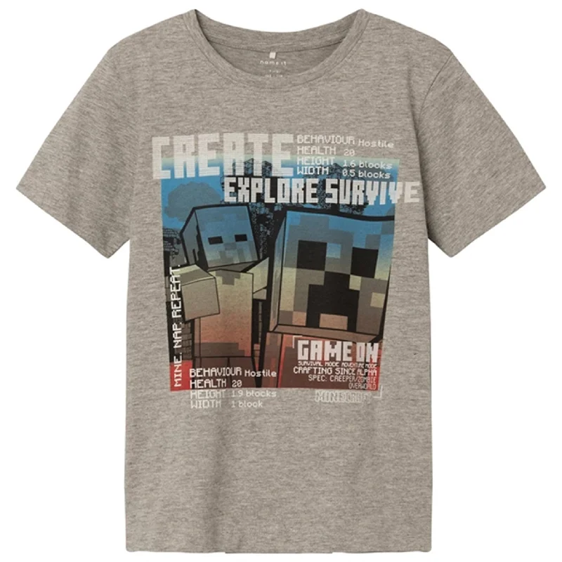 Name it Grey Melange Major Minecraft T-Shirt