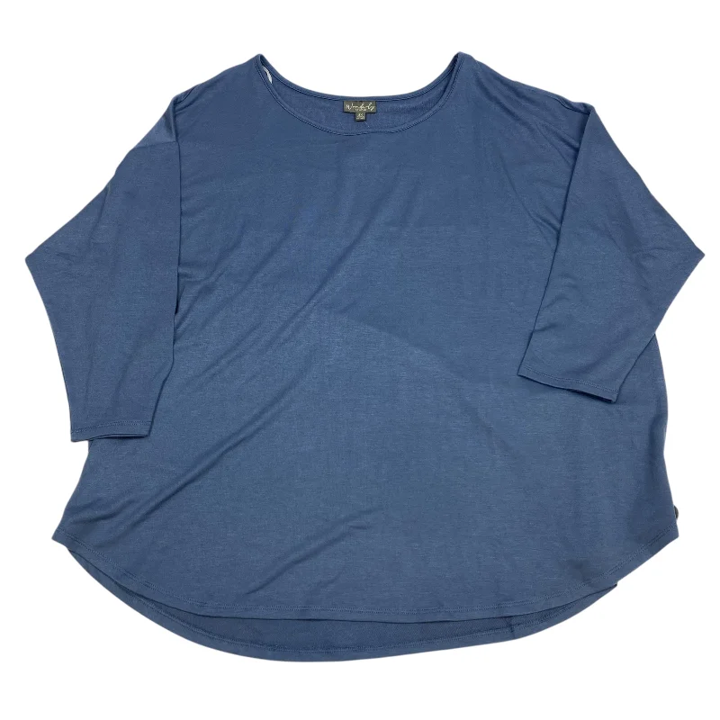 Top 3/4 Sleeve Basic By Wonderly In Blue, Size: 3x