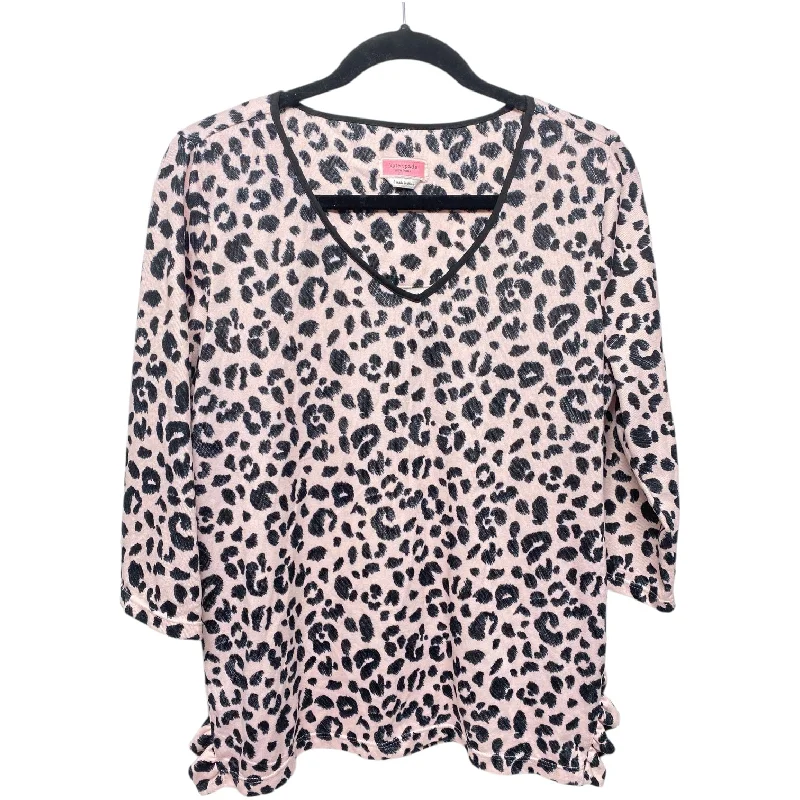 Top 3/4 Sleeve By Kate Spade In Black & Pink, Size: L