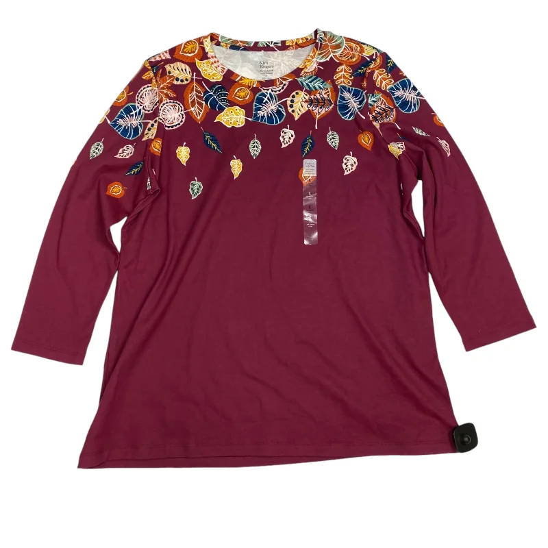 Top 3/4 Sleeve By Kim Rogers In Red, Size: L