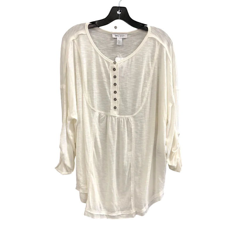 Top 3/4 Sleeve By Nine West In White, Size: 2x