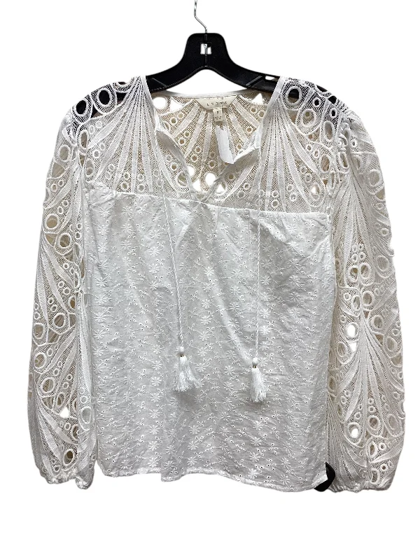 Top Long Sleeve By Adiva In White, Size: S