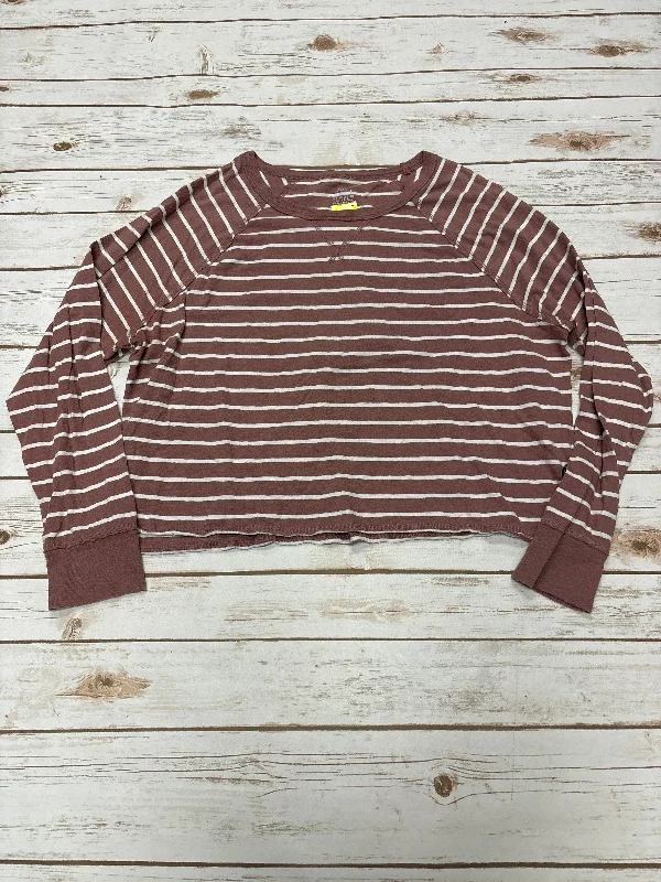 Top Long Sleeve By Aerie In Striped Pattern, Size: L