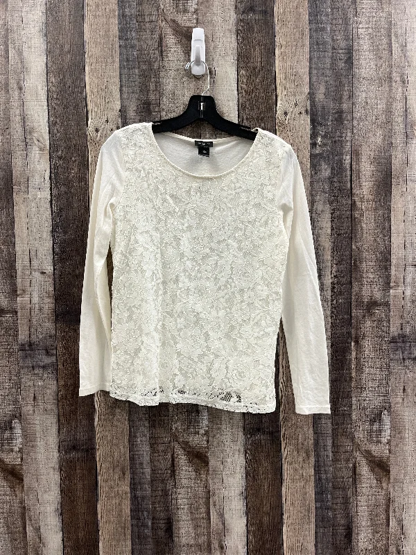 Top Long Sleeve By Ann Taylor In Cream, Size: S