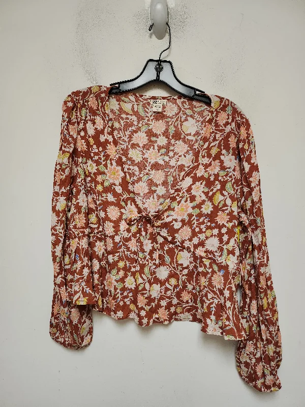 Top Long Sleeve By Billabong In Floral Print, Size: L