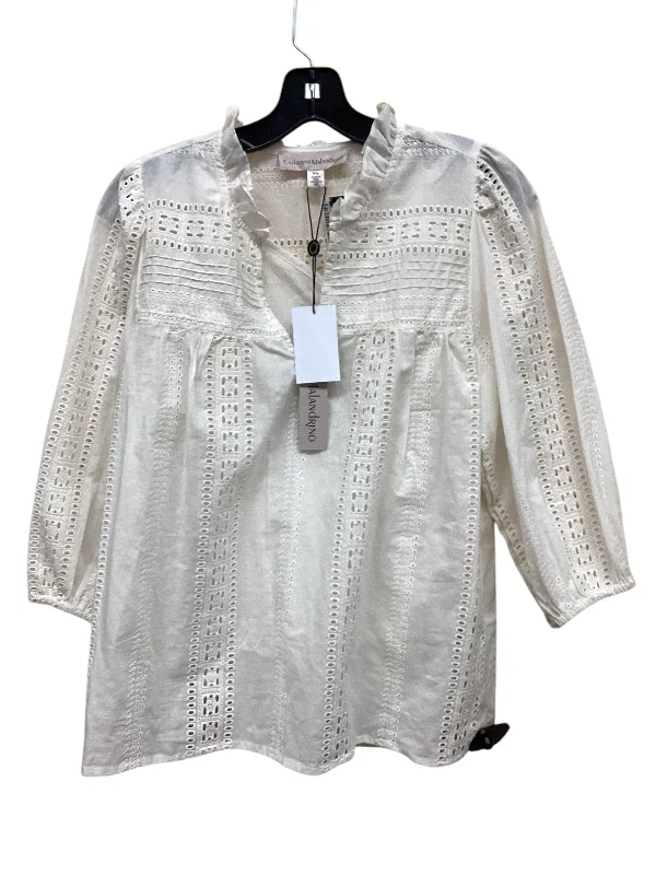 Top Long Sleeve By Catherine Malandrino In White, Size: M