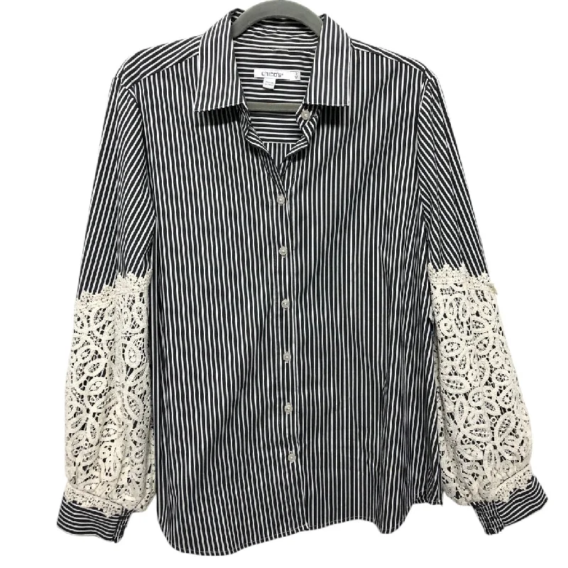 Top Long Sleeve By Chicos In Black & Cream, Size: L