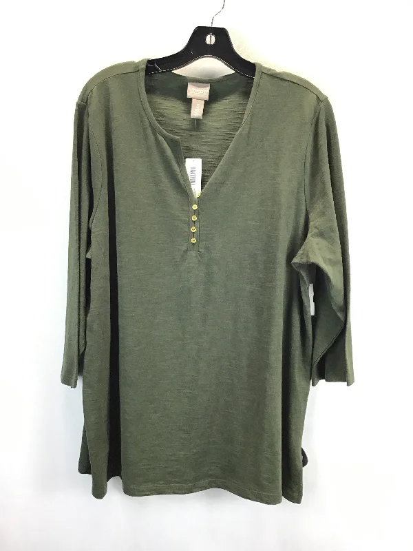 Top Long Sleeve By Chicos In Green, Size: Xl