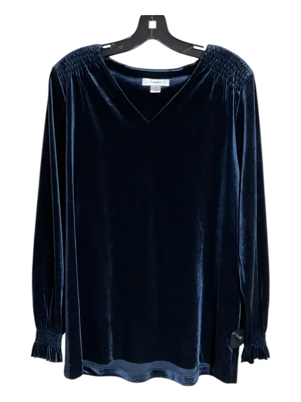 Top Long Sleeve By Cj Banks In Navy, Size: Xl