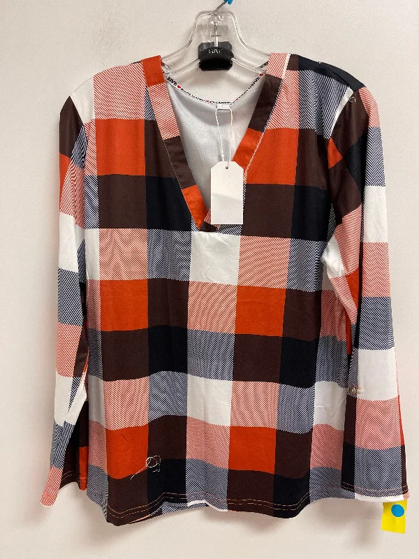 Top Long Sleeve By Clothes Mentor In Brown & Orange, Size: L