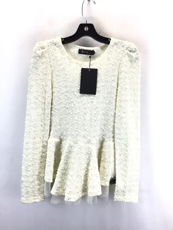 Top Long Sleeve By Clothes Mentor In Cream, Size: L