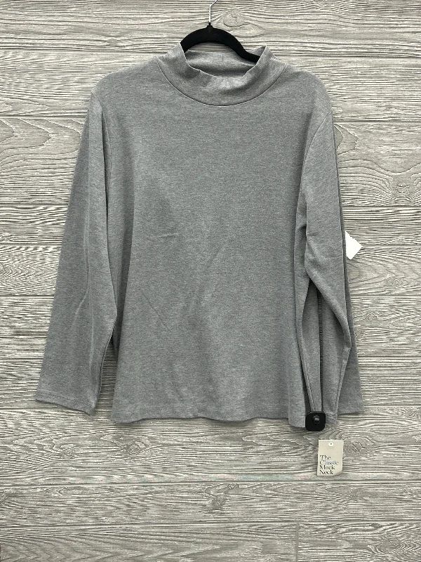 Top Long Sleeve By Croft And Barrow In Grey, Size: 1x