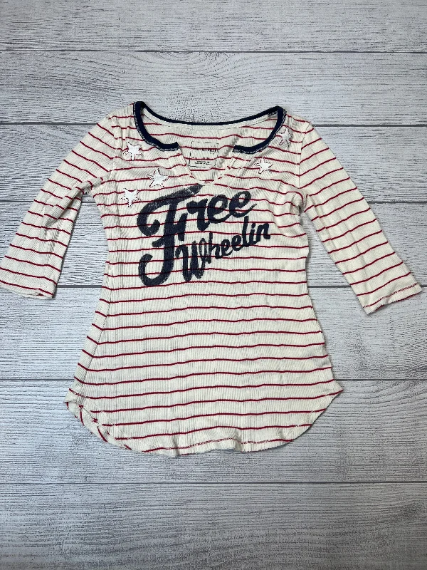 Top Long Sleeve By Free People In Blue & Red & White, Size: M