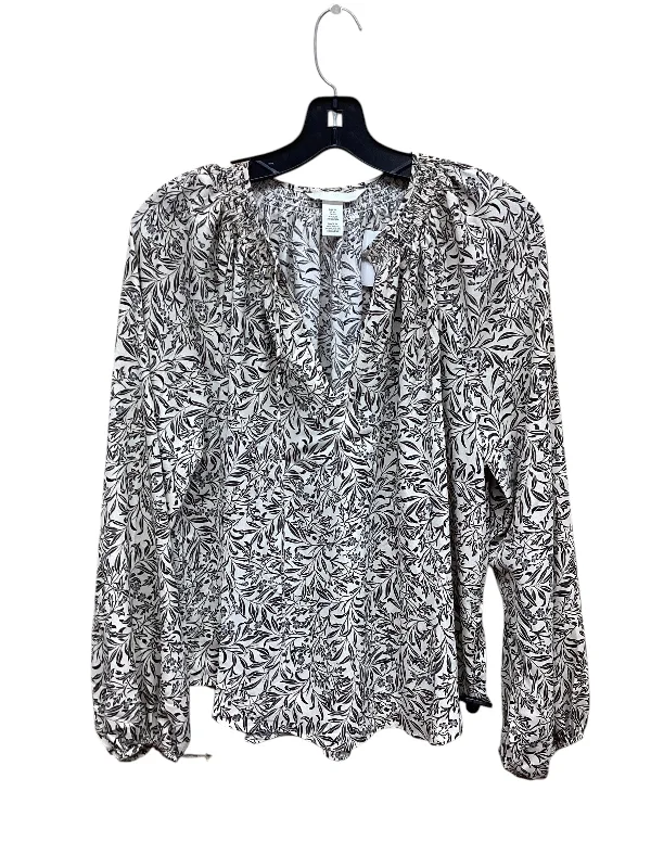 Top Long Sleeve By H&m In Black & Cream, Size: Xs