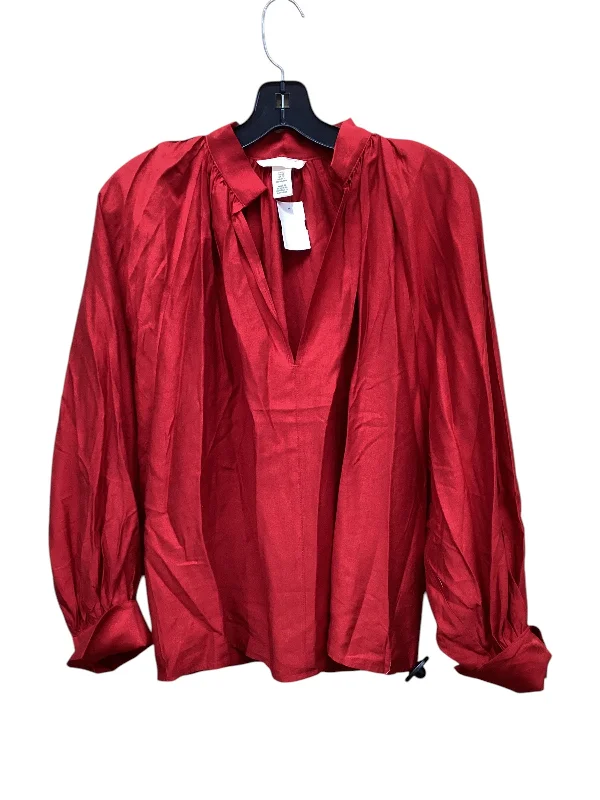 Top Long Sleeve By H&m In Red, Size: Xs