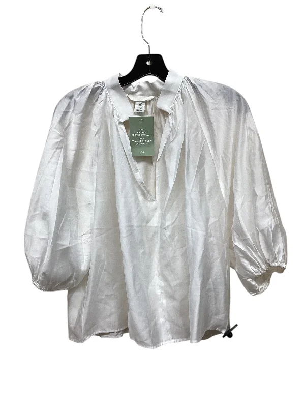 Top Long Sleeve By H&m In White, Size: S