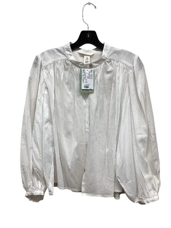 Top Long Sleeve By H&m In White, Size: Xs