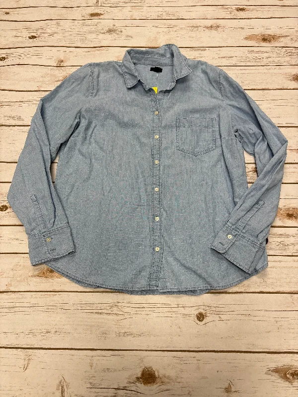 Top Long Sleeve By J. Crew In Blue Denim, Size: L