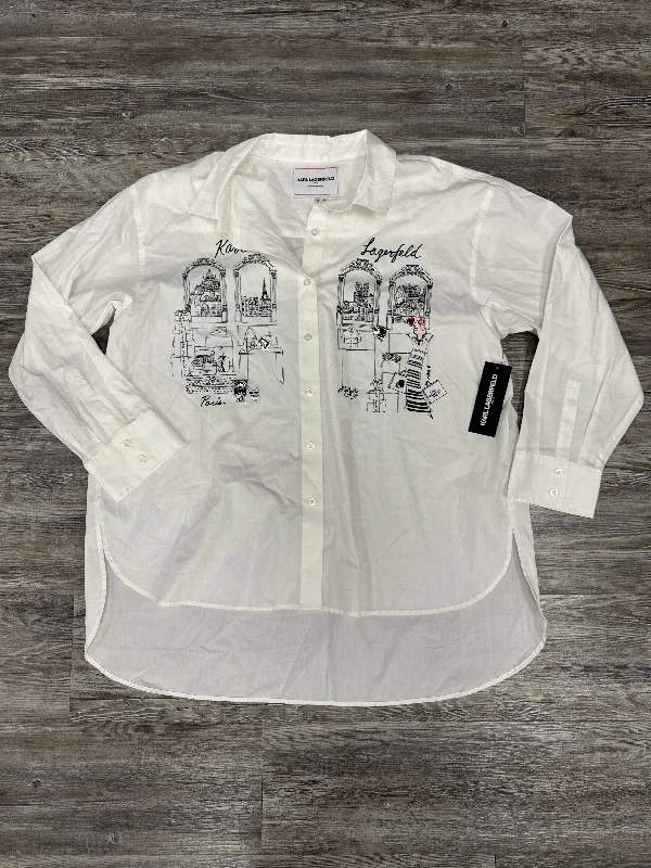 Top Long Sleeve By Karl Lagerfeld In White, Size: Xl