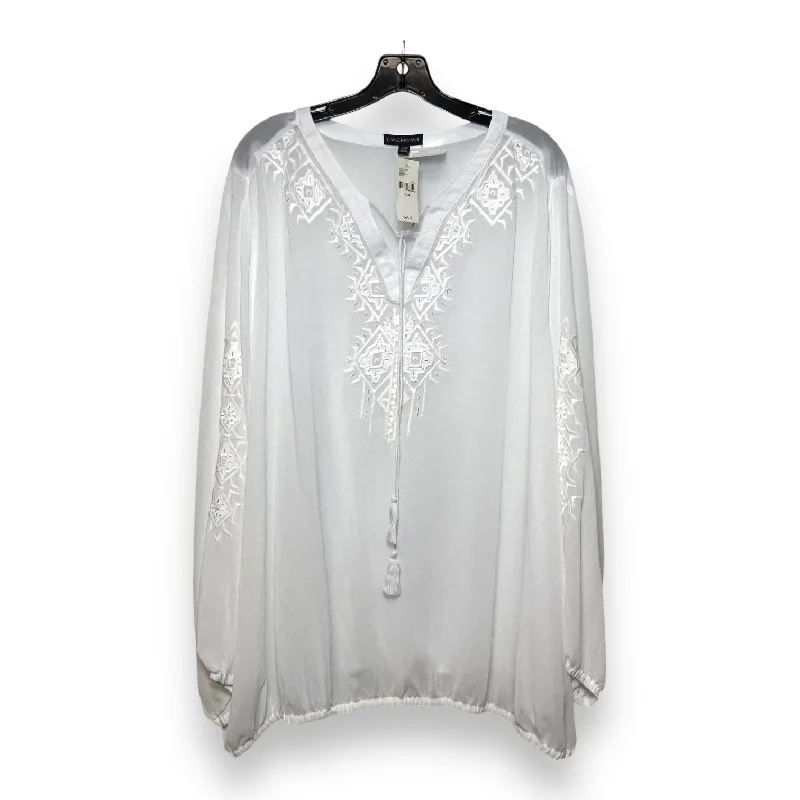 Top Long Sleeve By Lane Bryant In White, Size: 3x