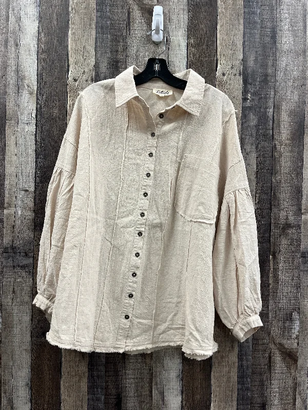 Top Long Sleeve By Listicle In Tan, Size: M