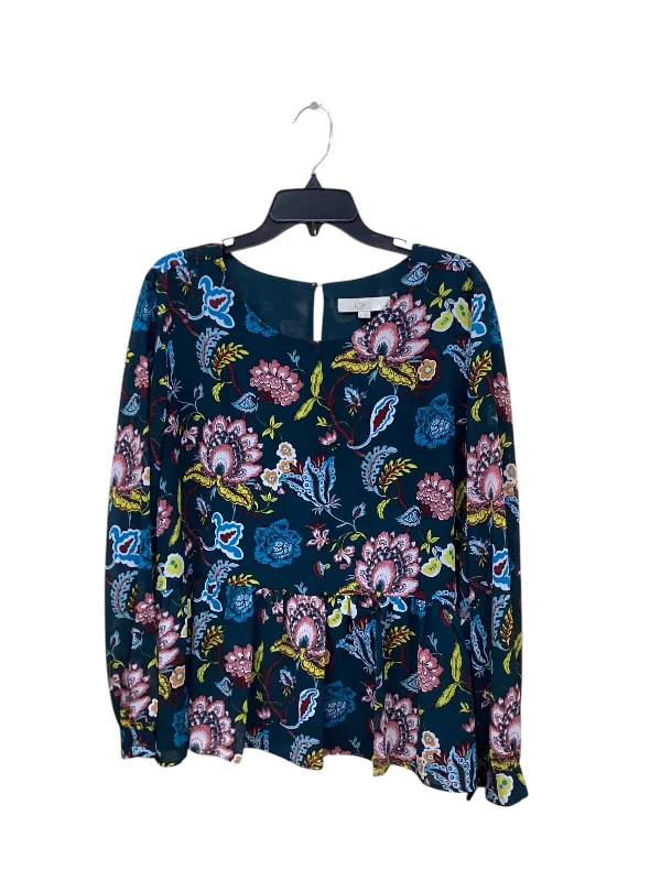 Top Long Sleeve By Loft In Multi-colored, Size: Xl