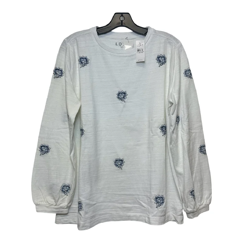 Top Long Sleeve By Loft In White, Size: L