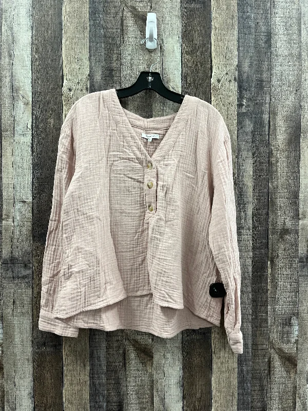 Top Long Sleeve By Madewell In Pink, Size: L