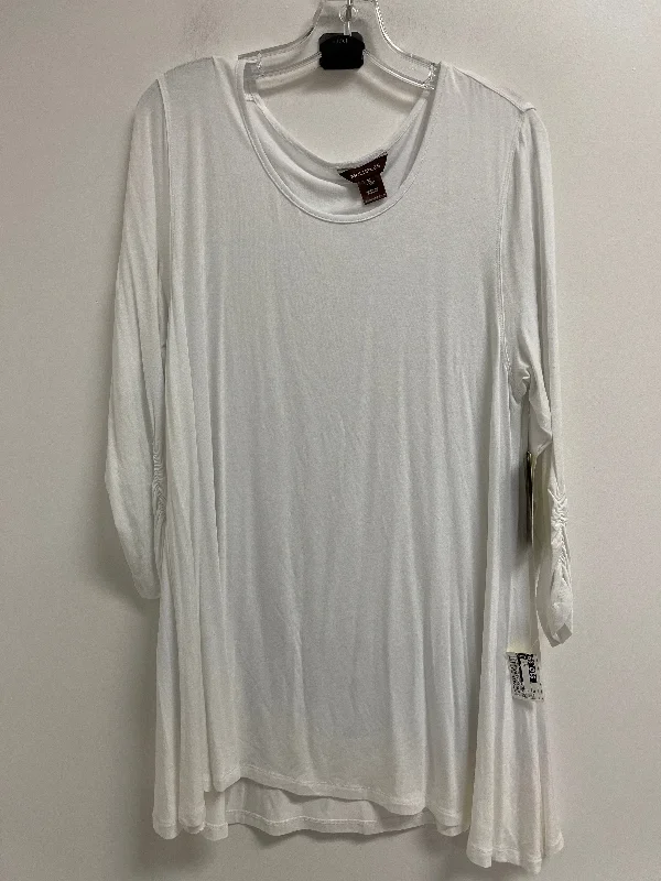 Top Long Sleeve By Multiples In White, Size: Xl