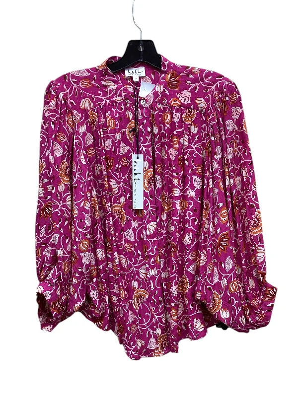 Top Long Sleeve By Nicole By Nicole Miller In Floral Print, Size: S