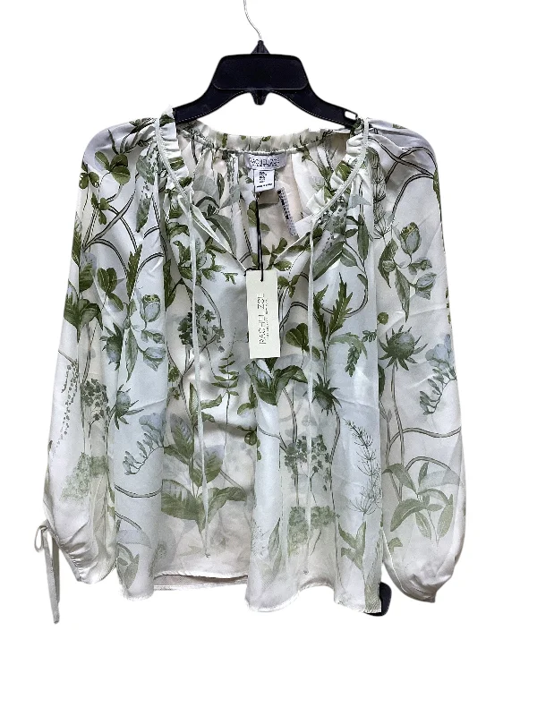 Top Long Sleeve By Rachel Zoe In Green & White, Size: S