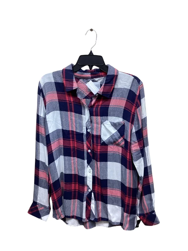 Top Long Sleeve By Rails In Plaid Pattern, Size: M