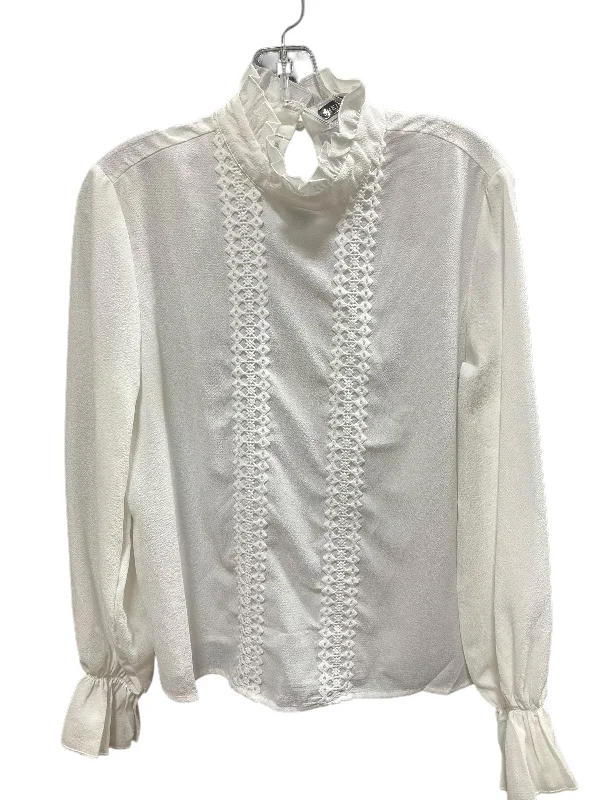 Top Long Sleeve By Shein In White, Size: M