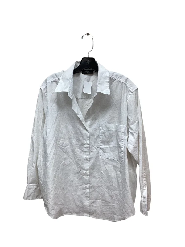 Top Long Sleeve By Tahari By Arthur Levine In White, Size: L