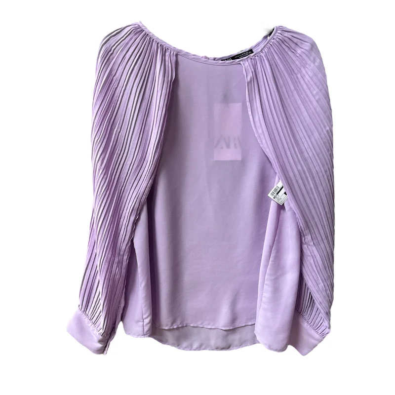 Top Long Sleeve By Zara In Purple, Size: M