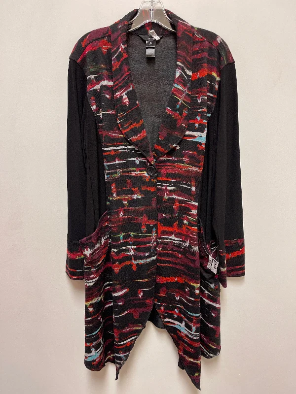 Cardigan By Ali Miles In Black & Red, Size: 2x