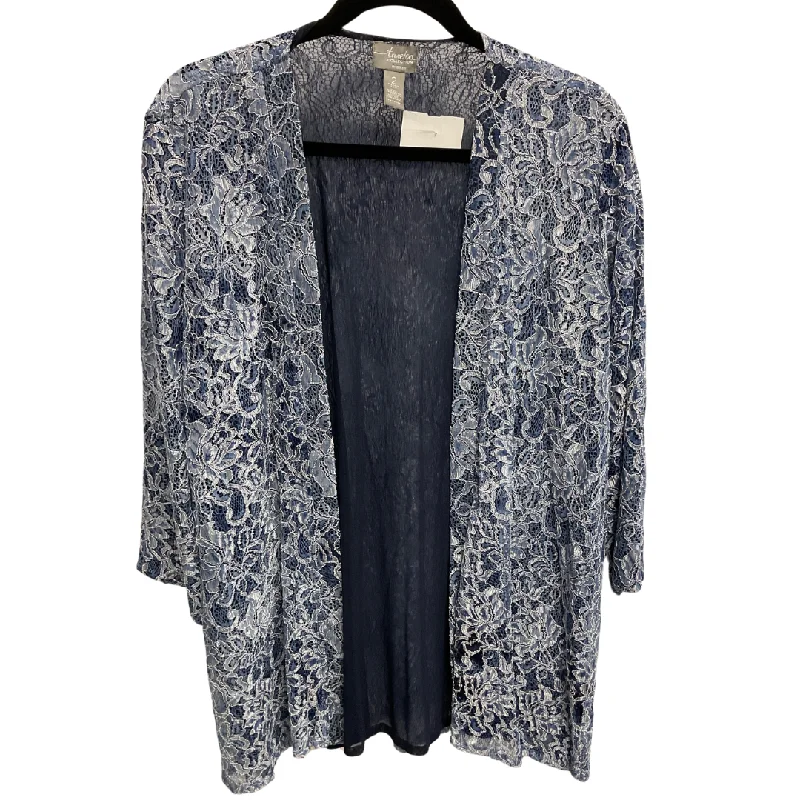 Cardigan By Chicos In Blue & Silver, Size: L