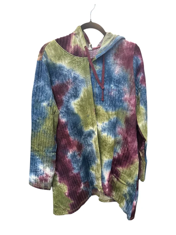 Cardigan By Denim And Co Qvc In Green & Purple, Size: L