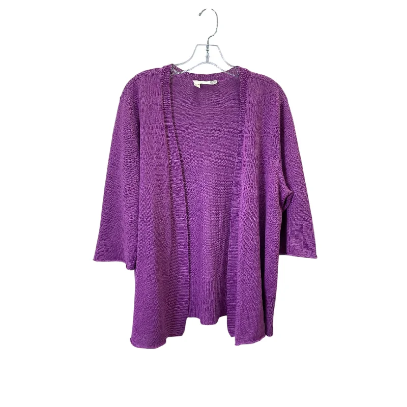 Cardigan By Eileen Fisher In Purple, Size:Xl