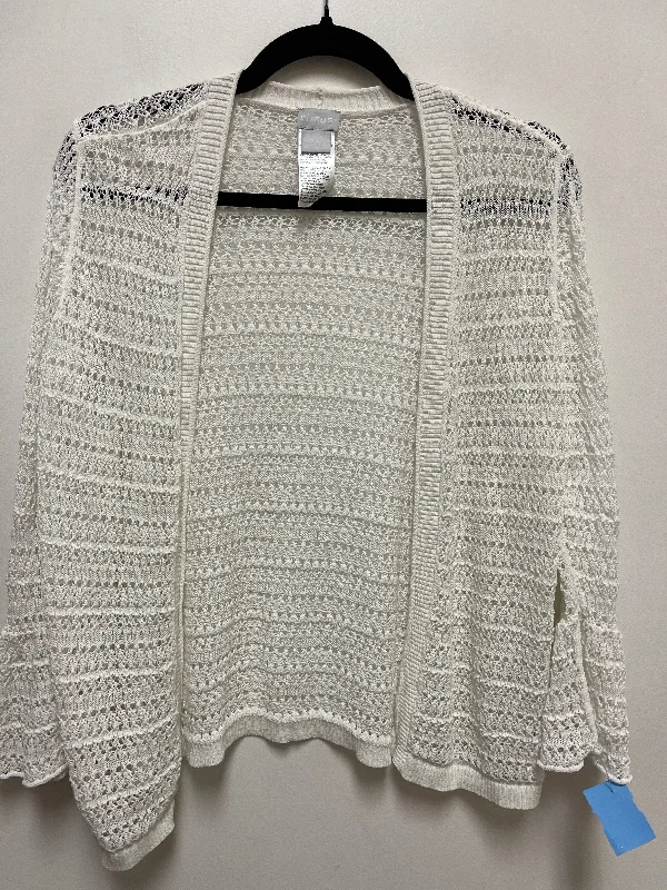 Sweater Cardigan By Chicos In White, Size: M