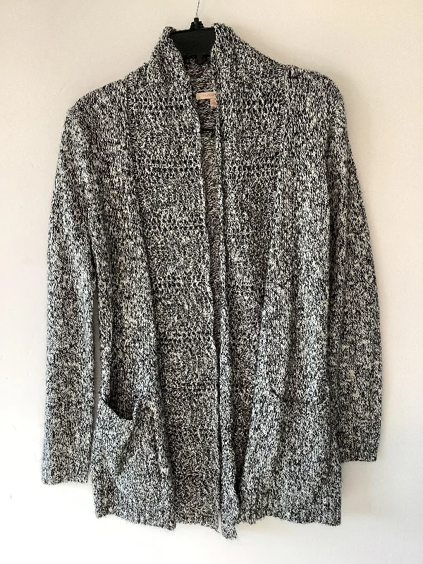 Sweater Cardigan By Skies Are Blue In Black & Grey, Size: L