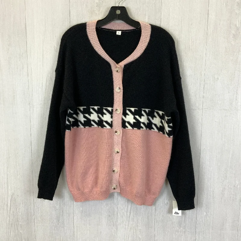 Cardigan By Clothes Mentor In Black & Pink, Size: L