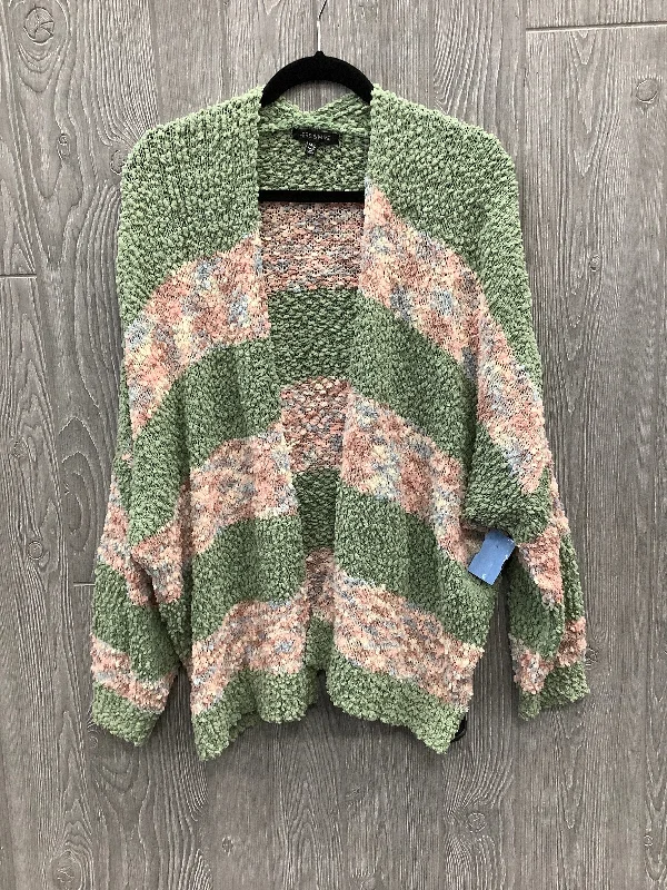 Cardigan By Clothes Mentor In Green & Pink, Size: M