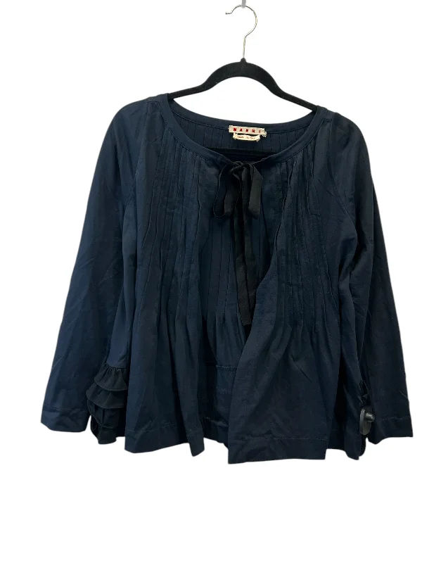 Cardigan Designer By Marni In Black & Blue, Size: M