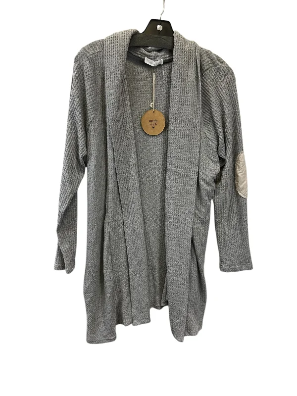 Sweater Cardigan By  August Mist In Grey, Size: 3x