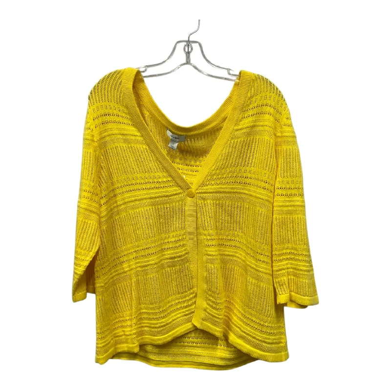 Sweater Cardigan By Cj Banks In Yellow, Size:1X