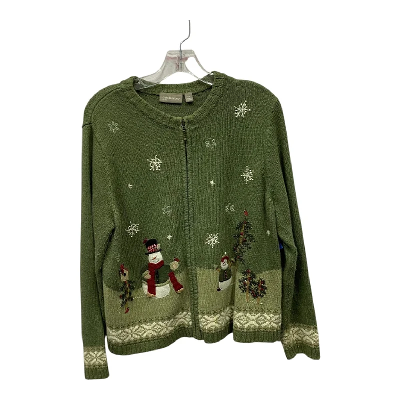 Sweater Cardigan By Croft And Barrow In Green, Size:Lp