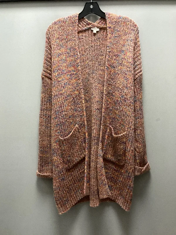 Sweater Cardigan By Hem & Thread In Orange, Size: L