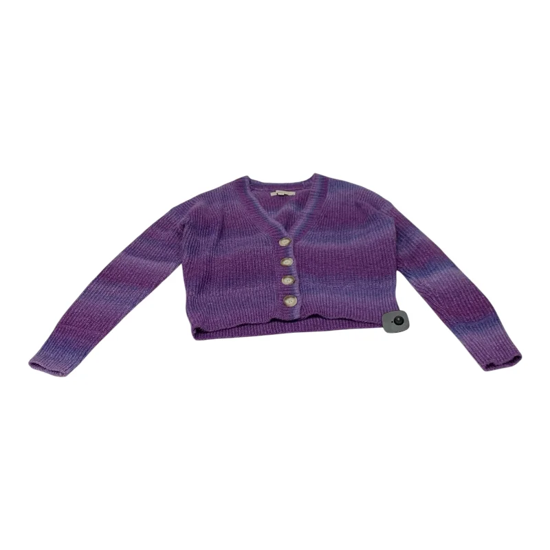 Sweater Cardigan By Loft In Purple, Size: Xs